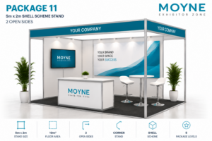 Package 11 – 5m x 2m Shell Scheme Stand – 2 Open Sides