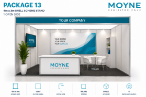 Package 13 – 4m x 3m Shell Scheme Stand – 1 Open Side