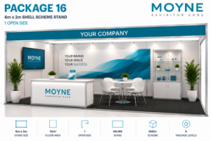 Package 16 – 6m x 2m Shell Scheme Stand – 1 Open Side