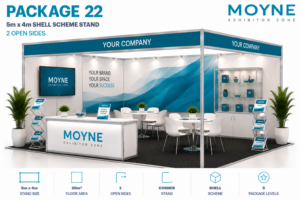 Package 22 – 5m x 4m Shell Scheme Stand – 2 Open Sides