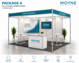 Package 4 – 3m x 2m Shell Scheme Stand – 3 Open Sides