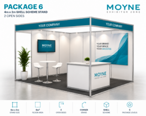 Package 6 – 4m x 2m Shell Scheme Stand – 2 Open Sides