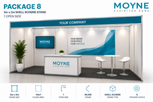 Package 8 – 5m x 2m Shell Scheme Stand – 1 Open Side