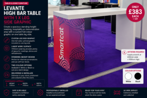 Levante High Bar Table with 1 x Leg Side Graphic